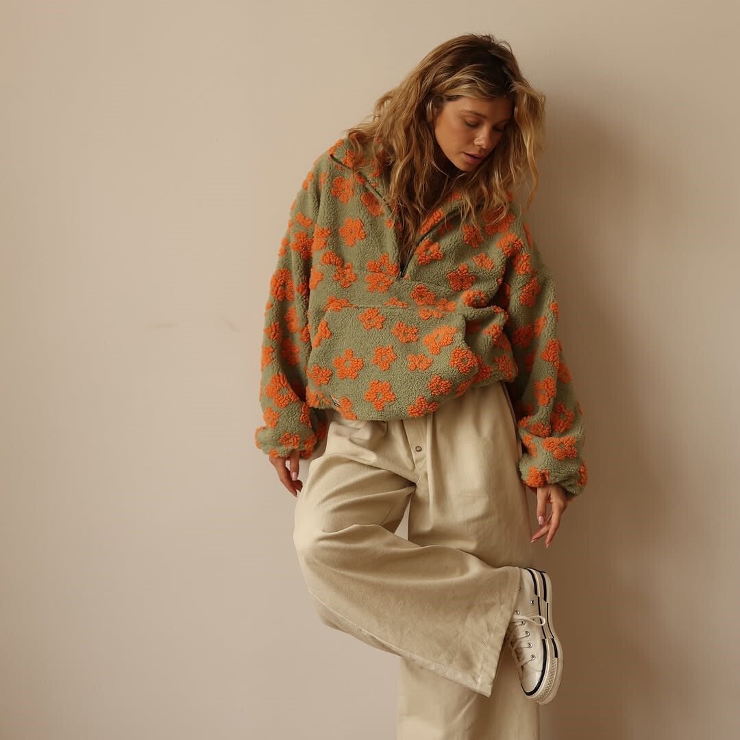 Petronelle™ | Floral Half-Zip Oversized Sweater
