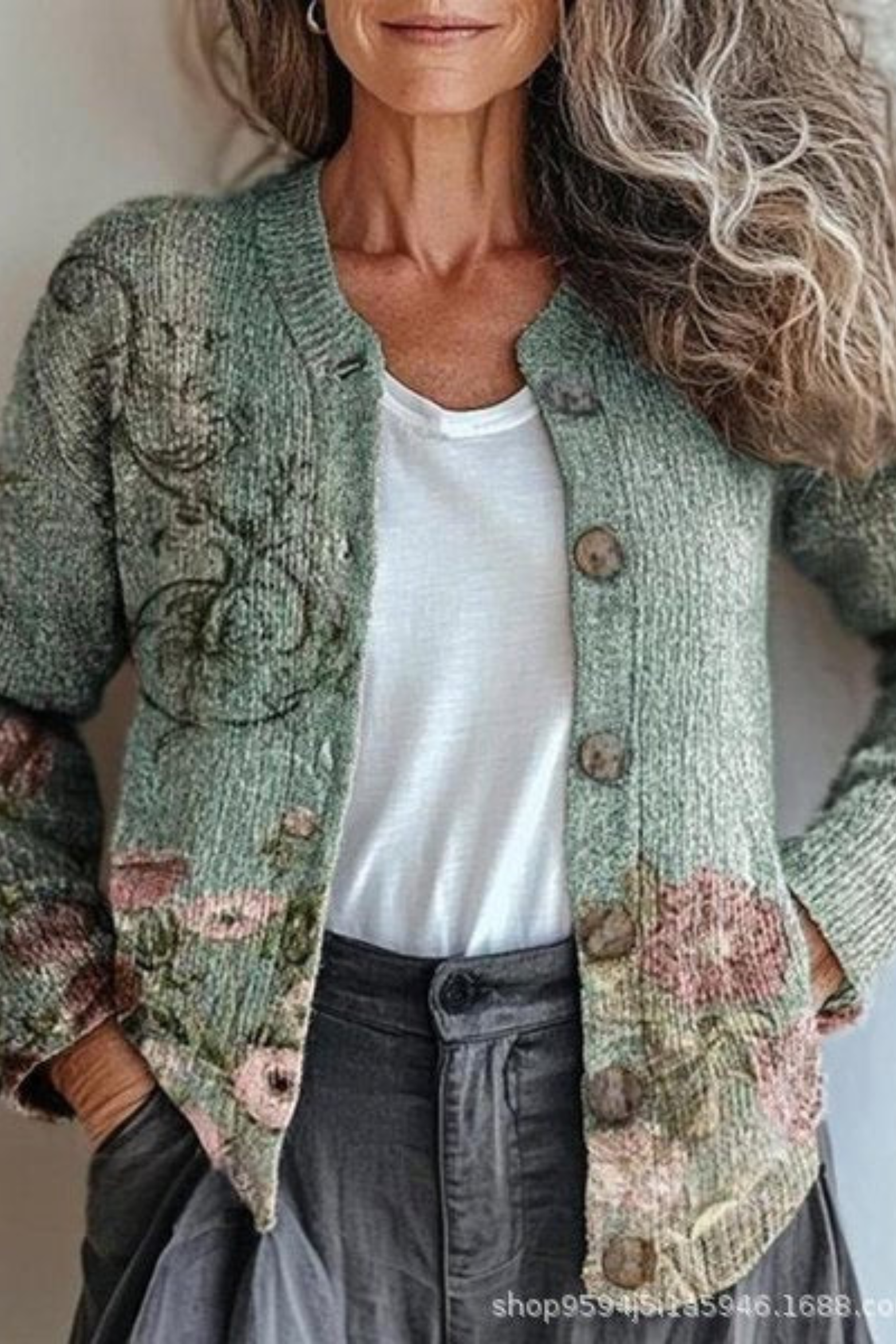 Petronella™ | Floral Patchwork Knit Cardigan