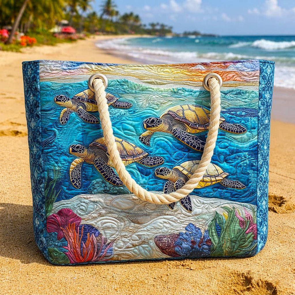 Reevelle™ | Quilted Beach Tote — Sea Turtle