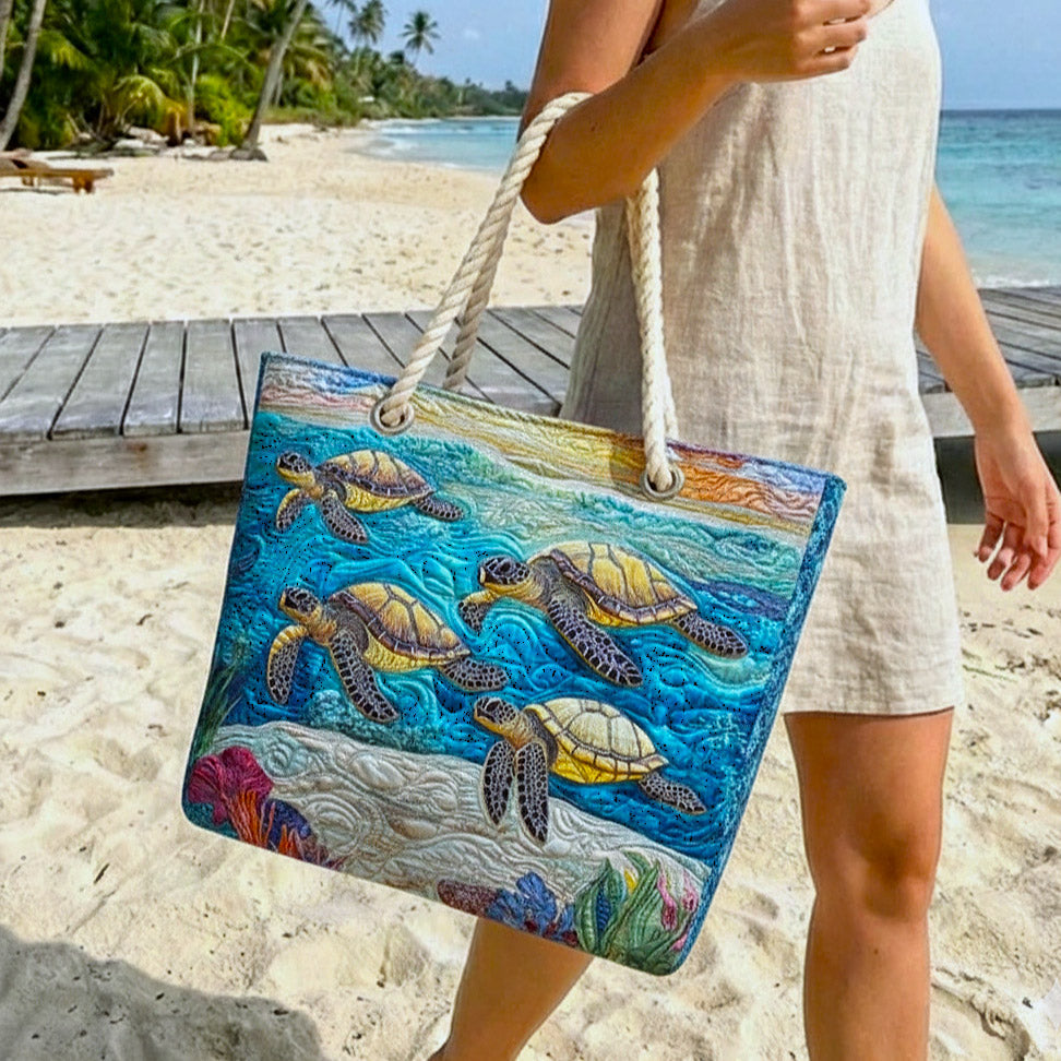Reevelle™ | Quilted Beach Tote — Sea Turtle