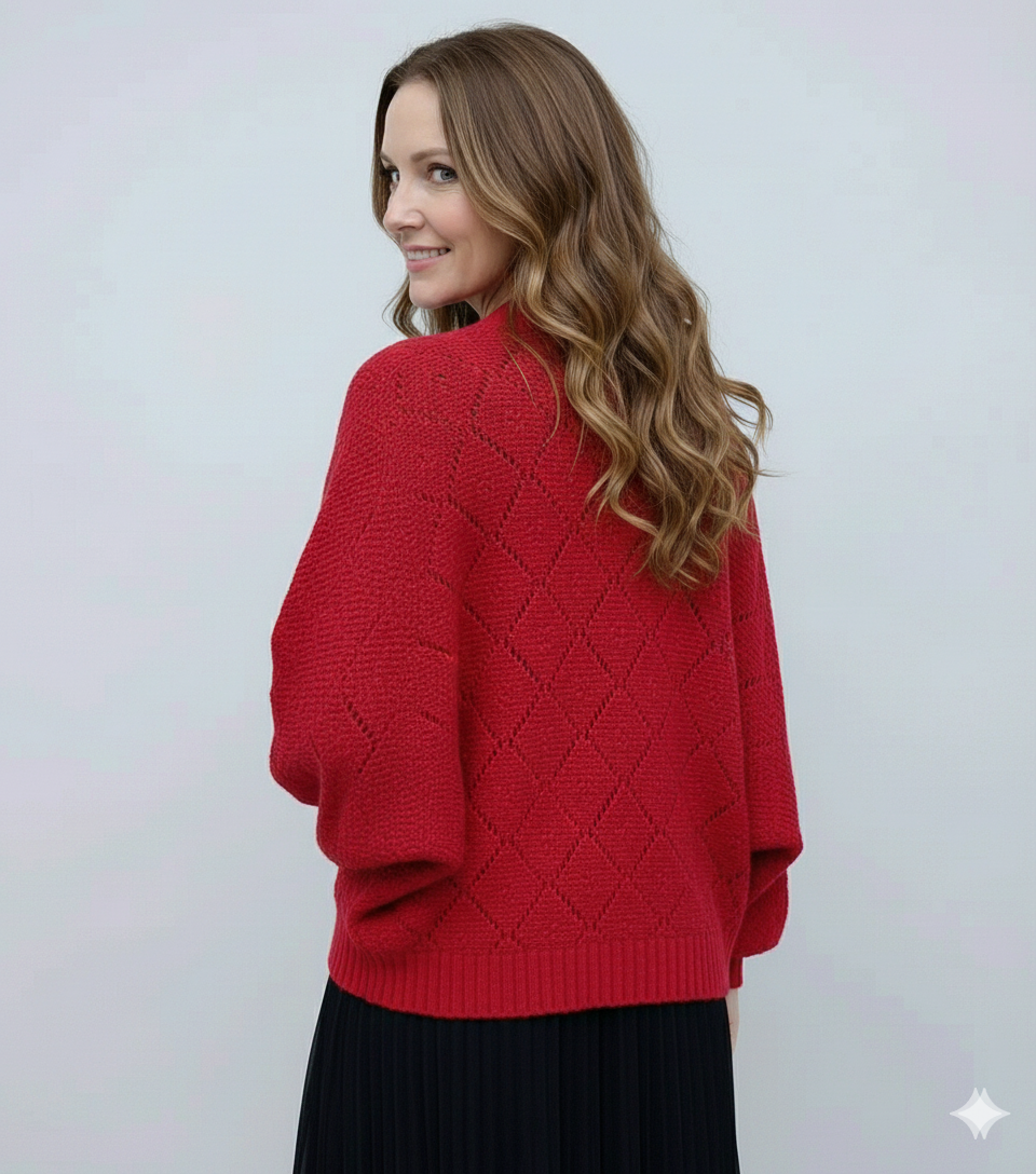 Ivessa™ | Open-Front Diamond Knit Cardigan