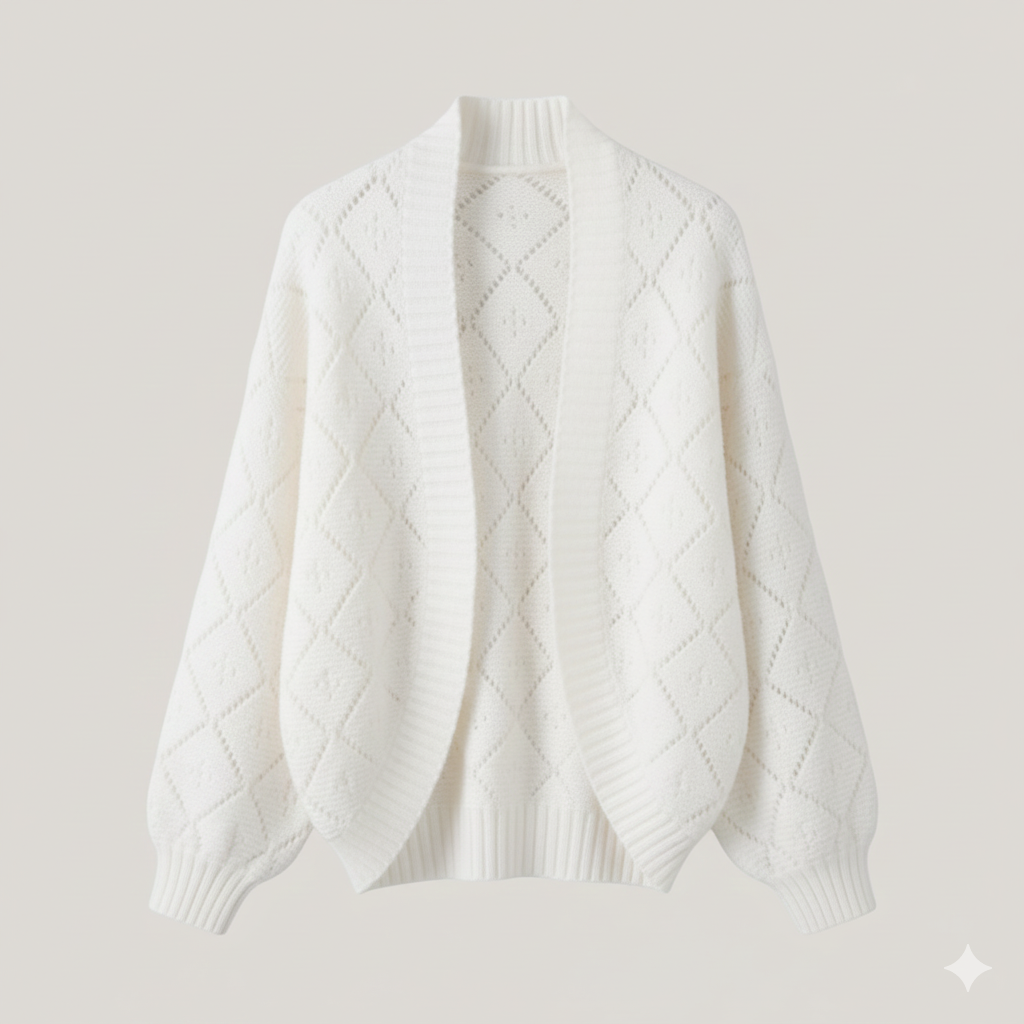 Ivessa™ | Open-Front Diamond Knit Cardigan