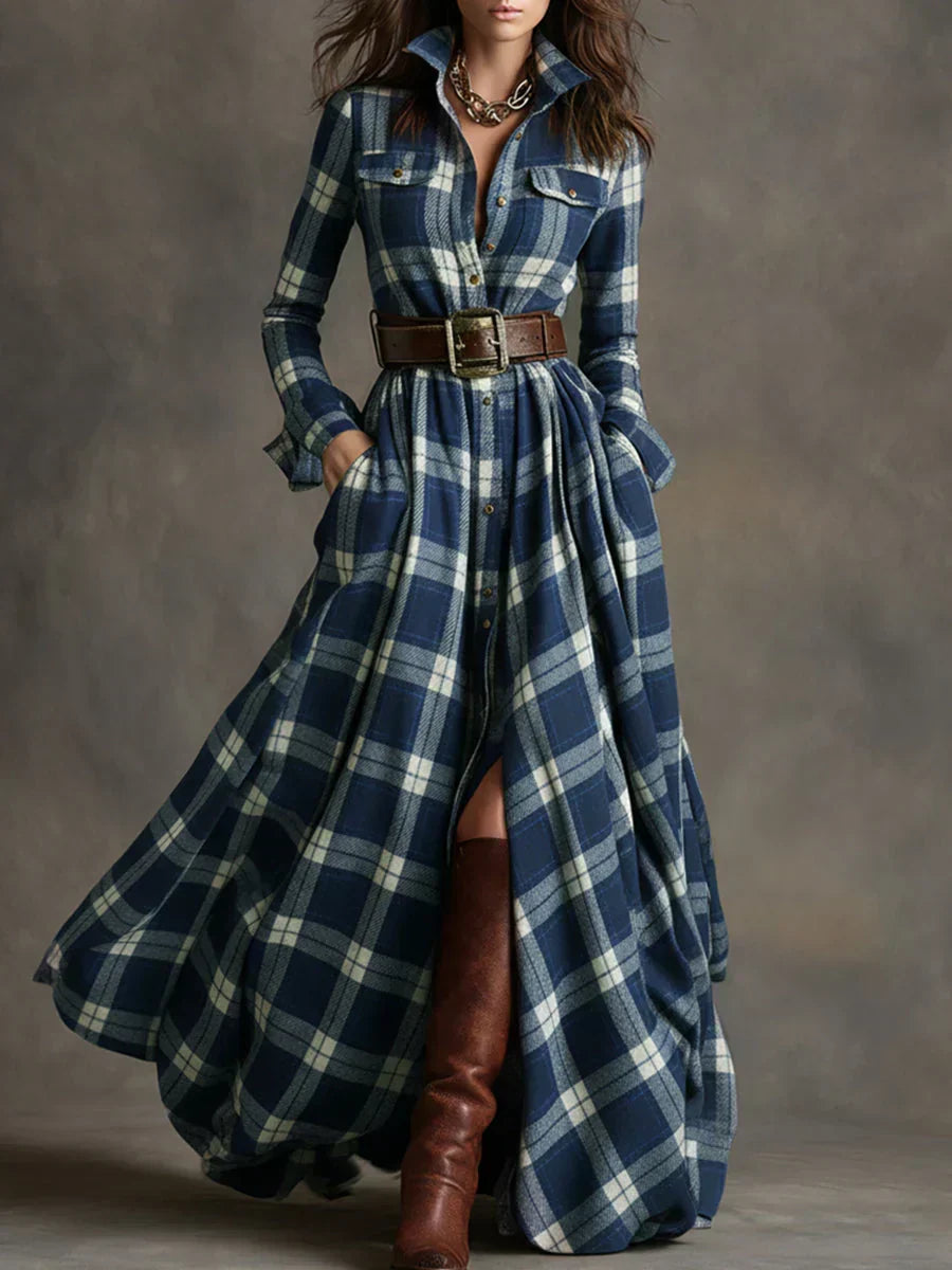 Mackenna™ | Plaid Belted Maxi Dress