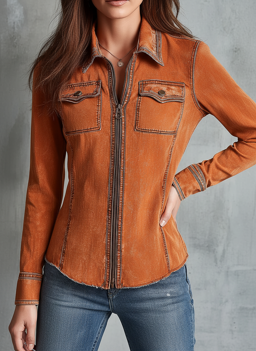 Burnley™ | Vintage Burnt Orange Utility Zip Jacket