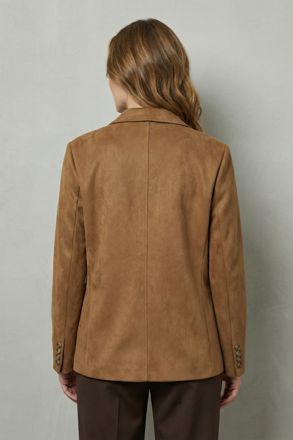 Women's Structured Shoulders Suede Blazer