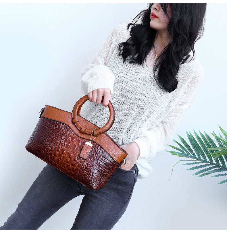 Dalene™ | Two-Tone Crocodile-Embossed Tote Bag