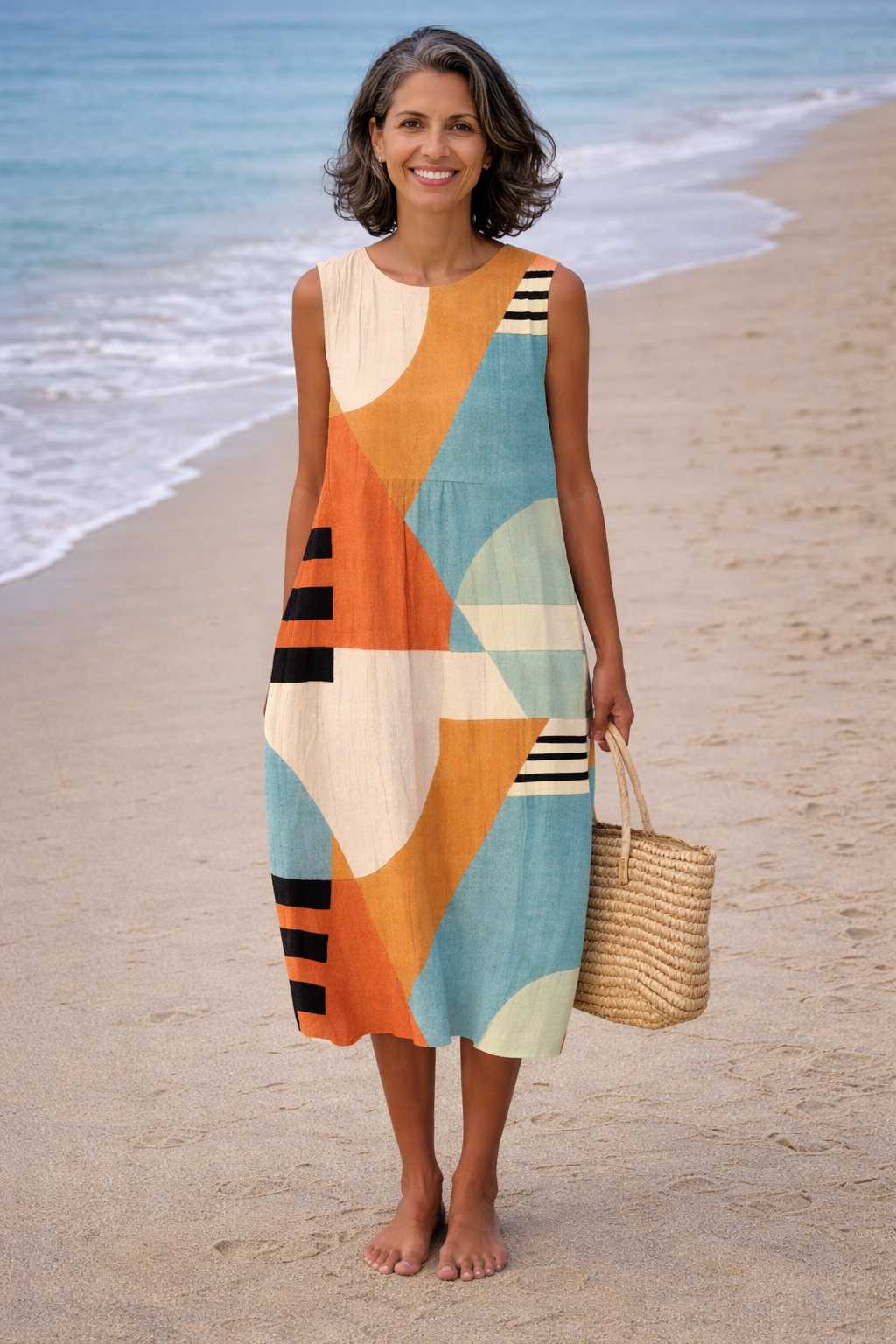 Fiorella™ | Geometric Midi Dress