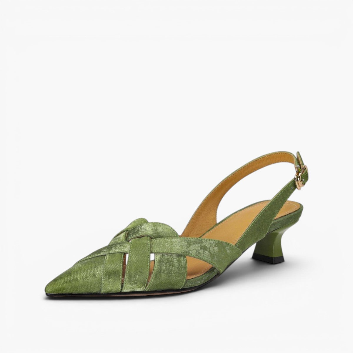 Women's Woven Leather Slingback Heels
