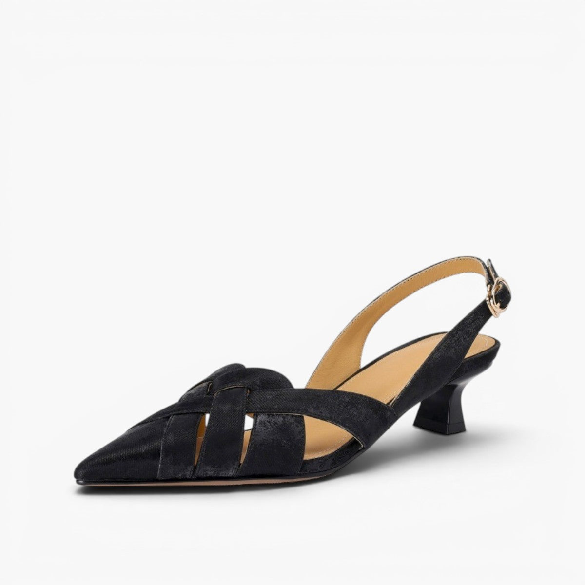 Women's Woven Leather Slingback Heels