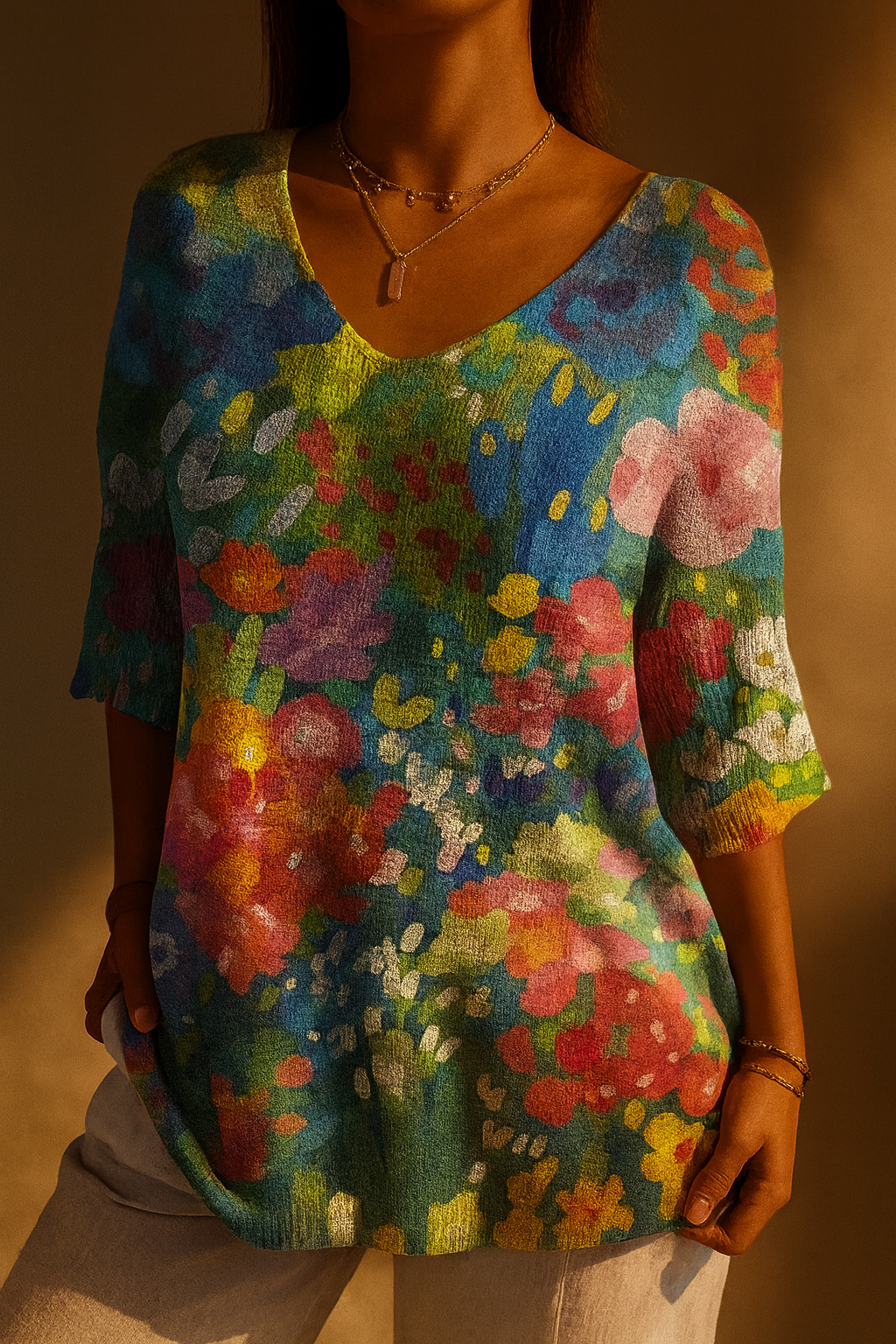 Juliette™ | Vintage Floral Art Print Casual Pullover