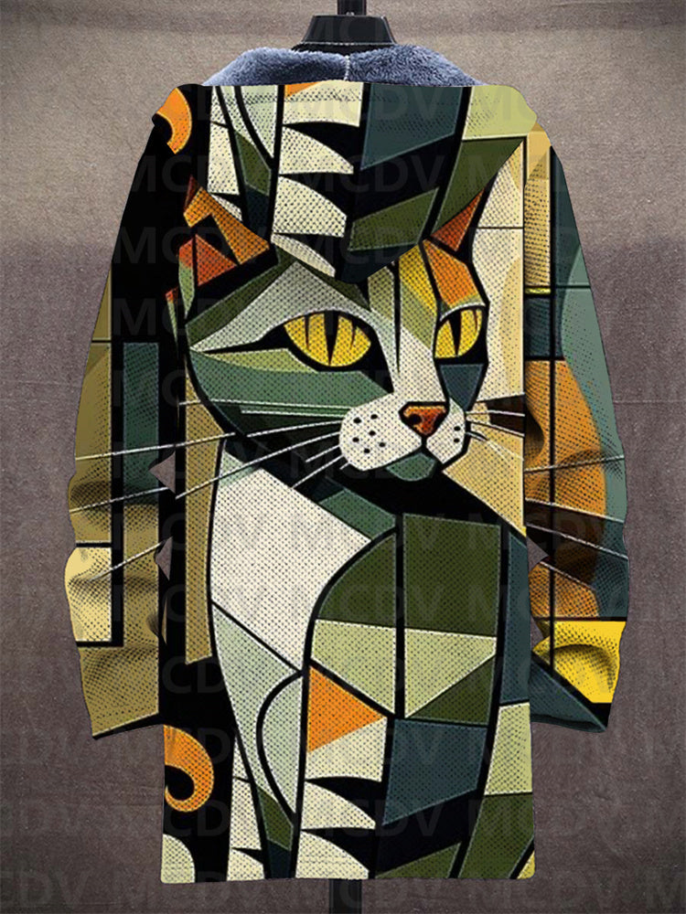 Myrielle™ | Hooded Zip Cardigan with Artistic Cat Print