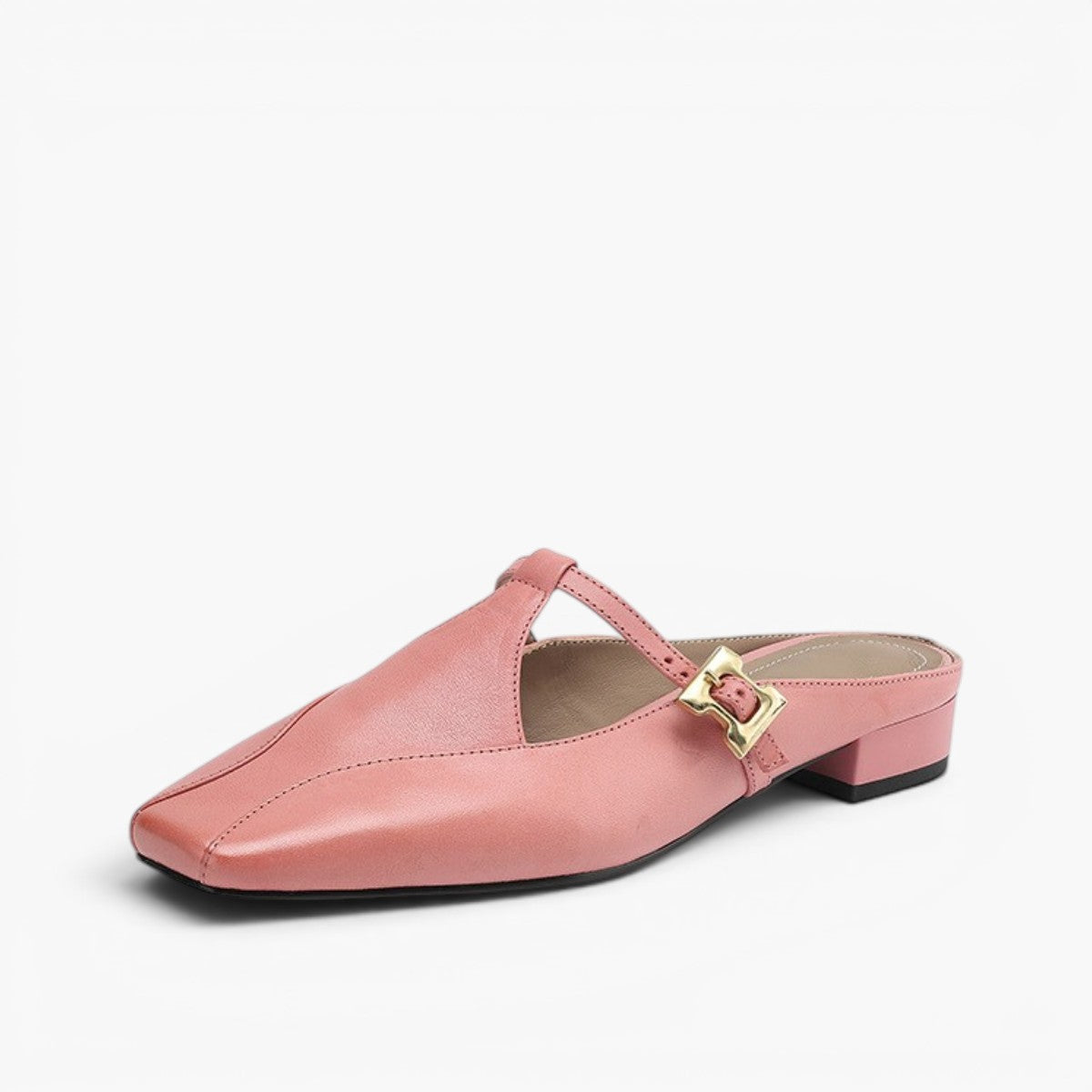 Women's T-Strap Leather Mules