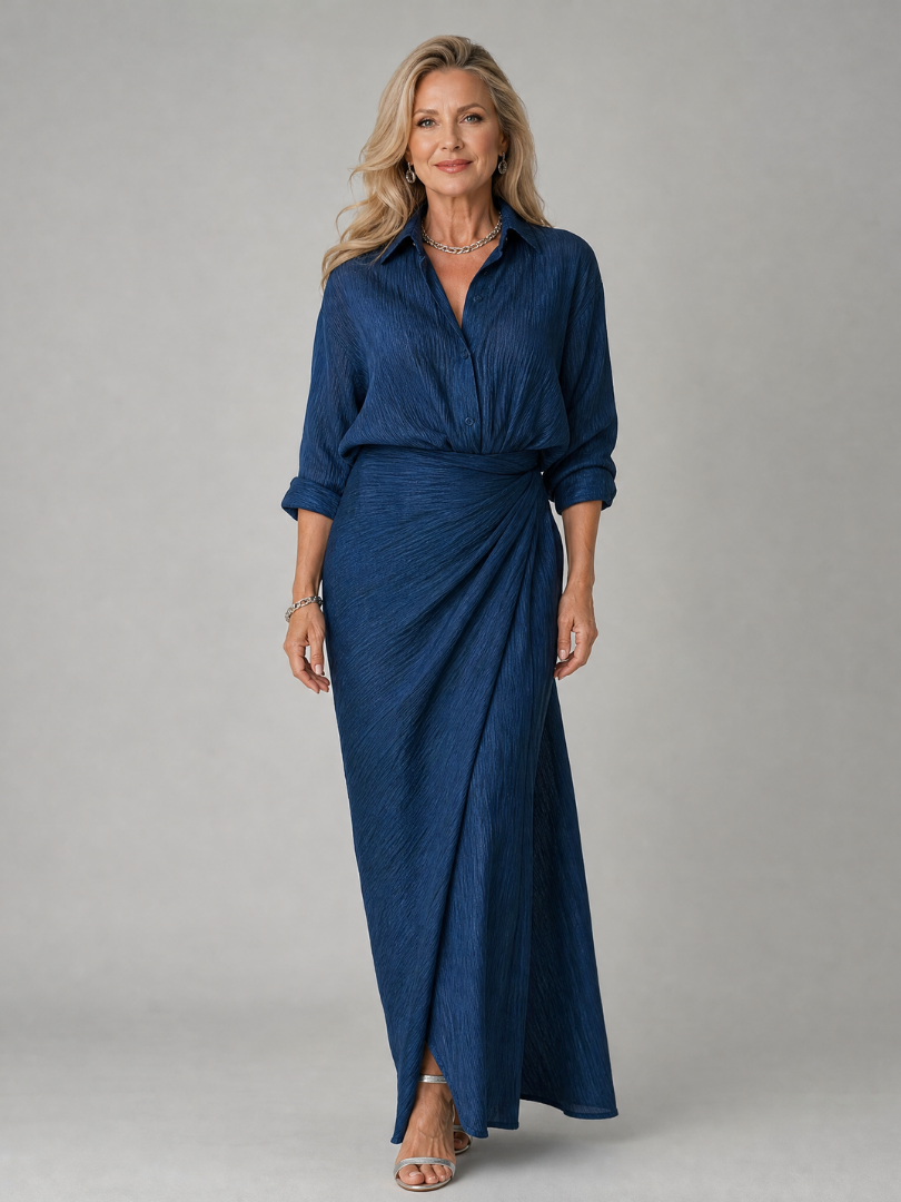 Janet | Women's Long Sleeve Wrap Front Maxi Dress