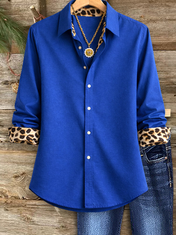 Loxanne™ | Leopard-Cuff Button-Up Shirt
