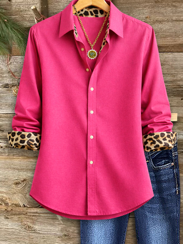 Loxanne™ | Leopard-Cuff Button-Up Shirt