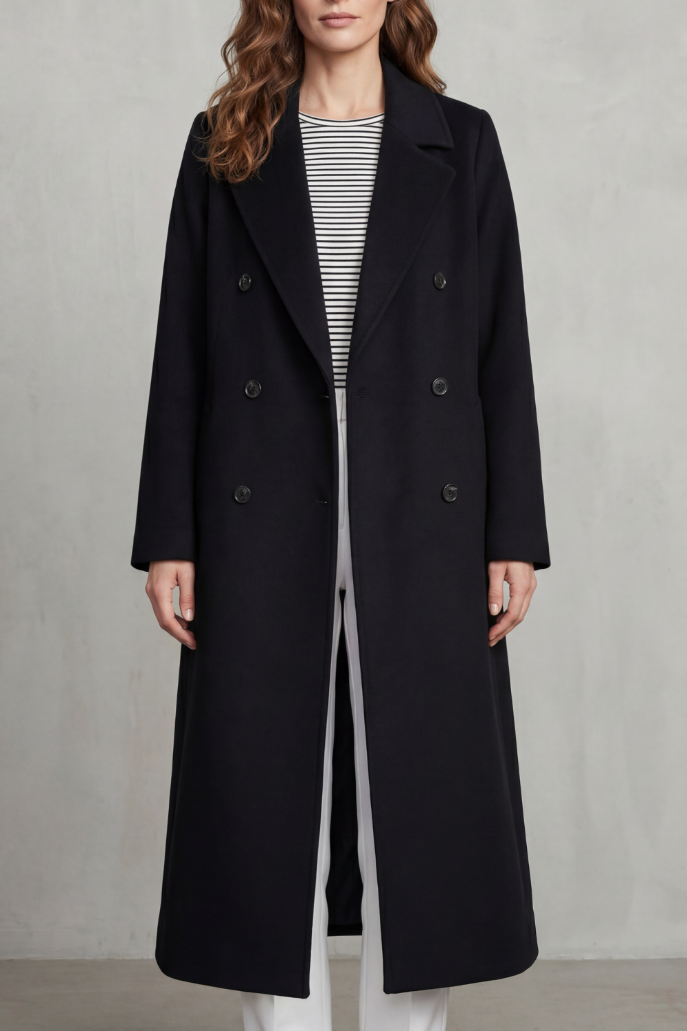 Women's Double-breasted Design Wool Blend Coat