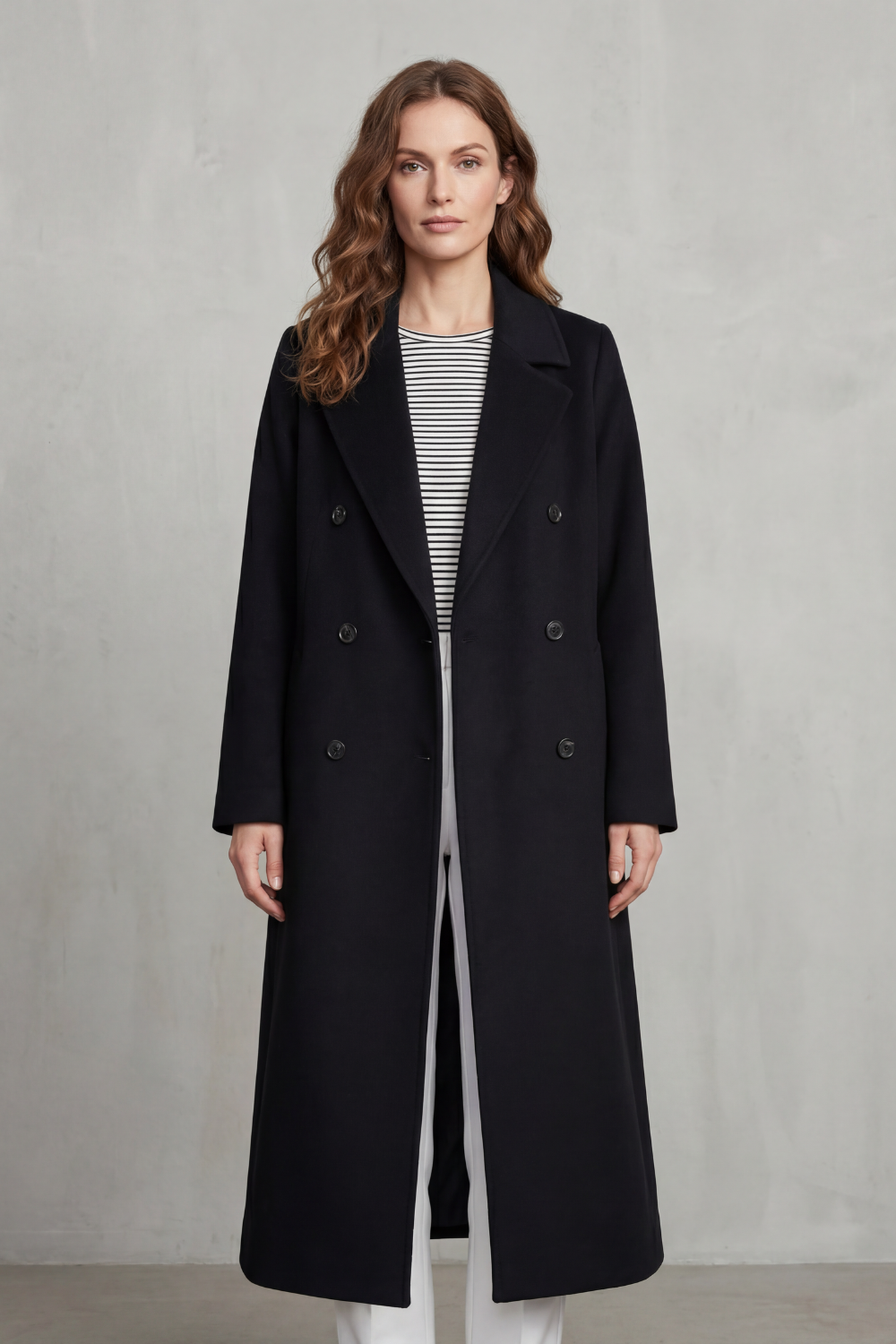 Women's Double-breasted Design Wool Blend Coat
