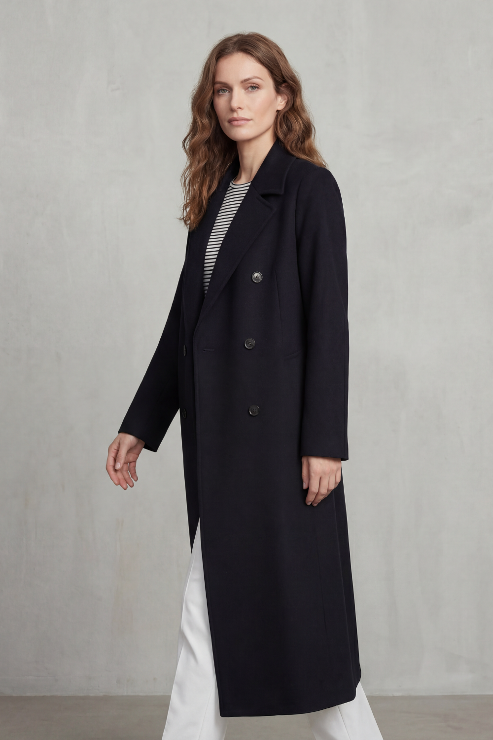 Women's Double-breasted Design Wool Blend Coat