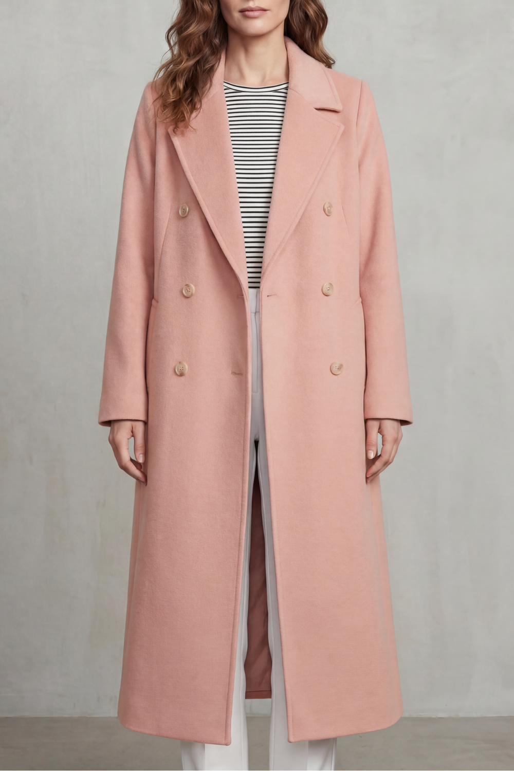 Women's Double-breasted Design Wool Blend Coat