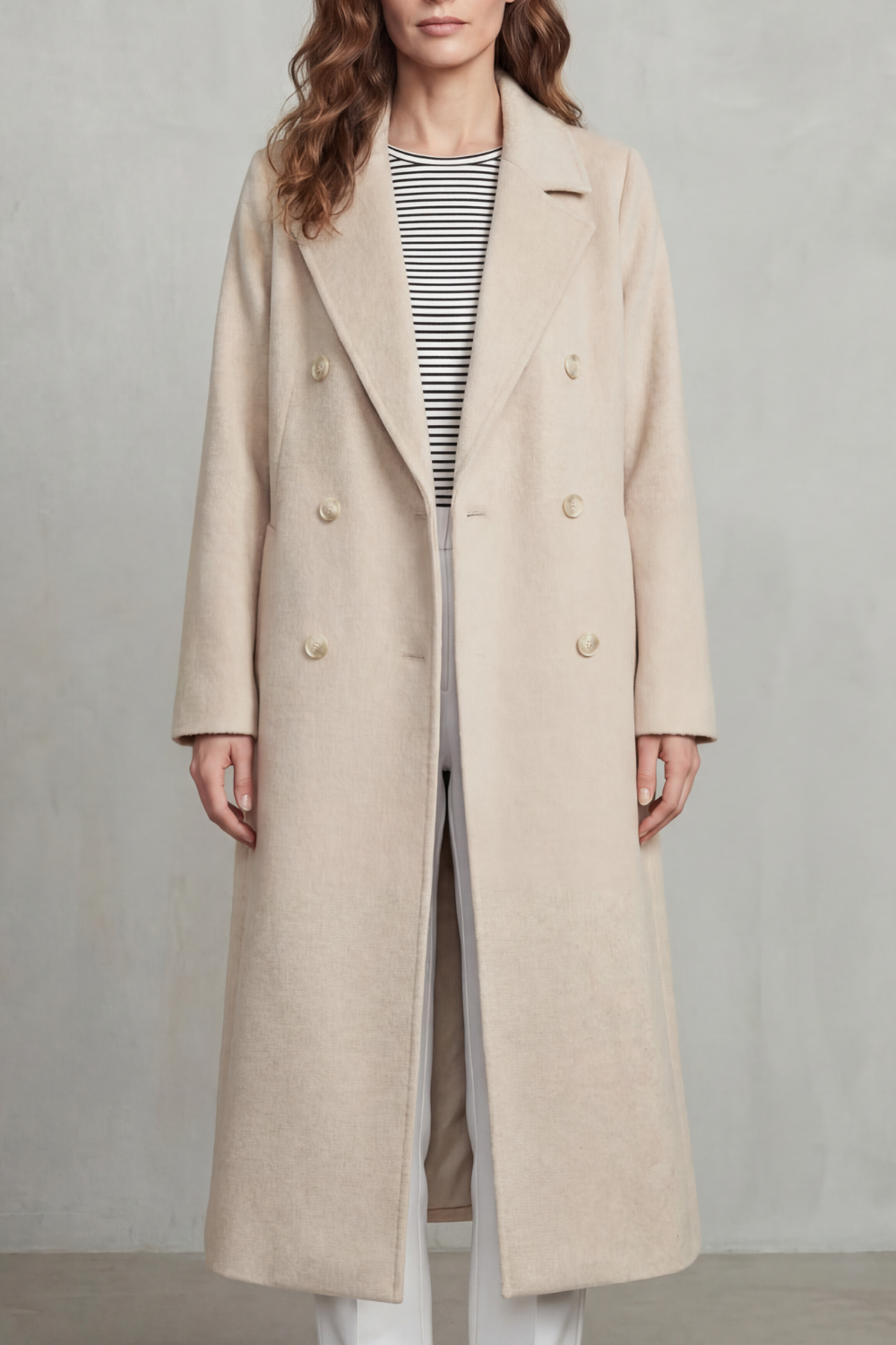 Women's Double-breasted Design Wool Blend Coat