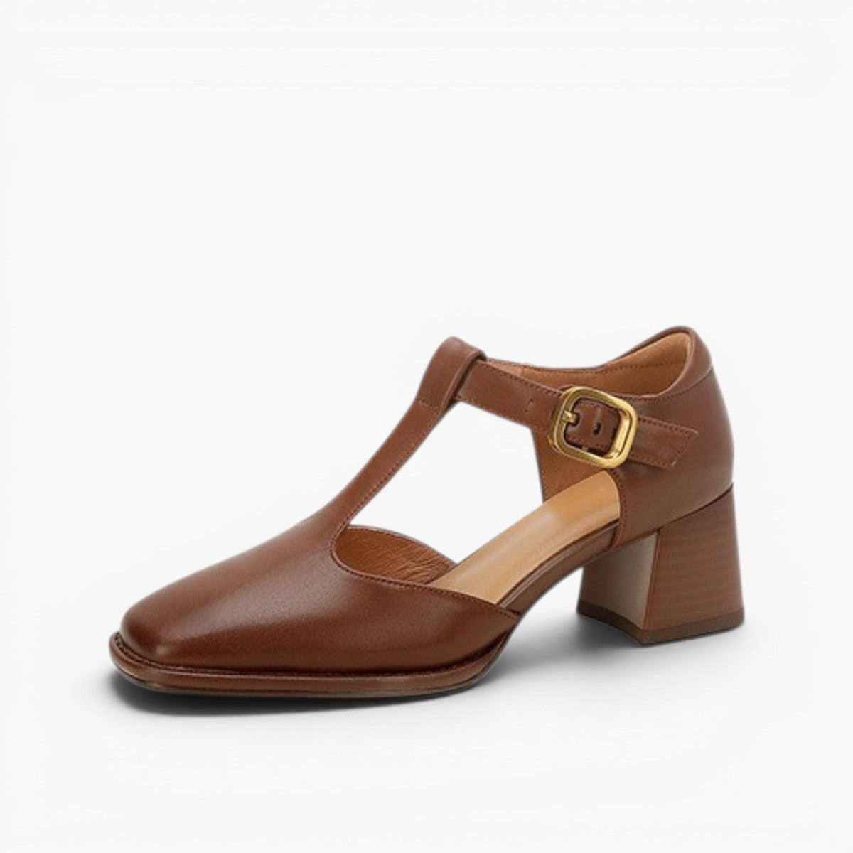 Women's T-Strap Leather Pumps