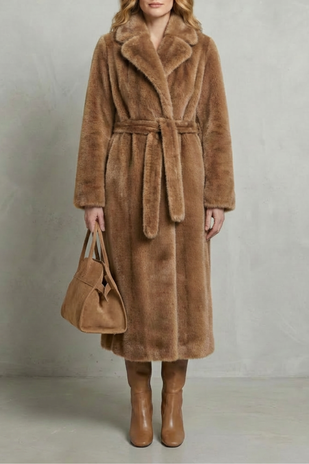 Women's Oversized Silhouette Faux Fur Long Coat