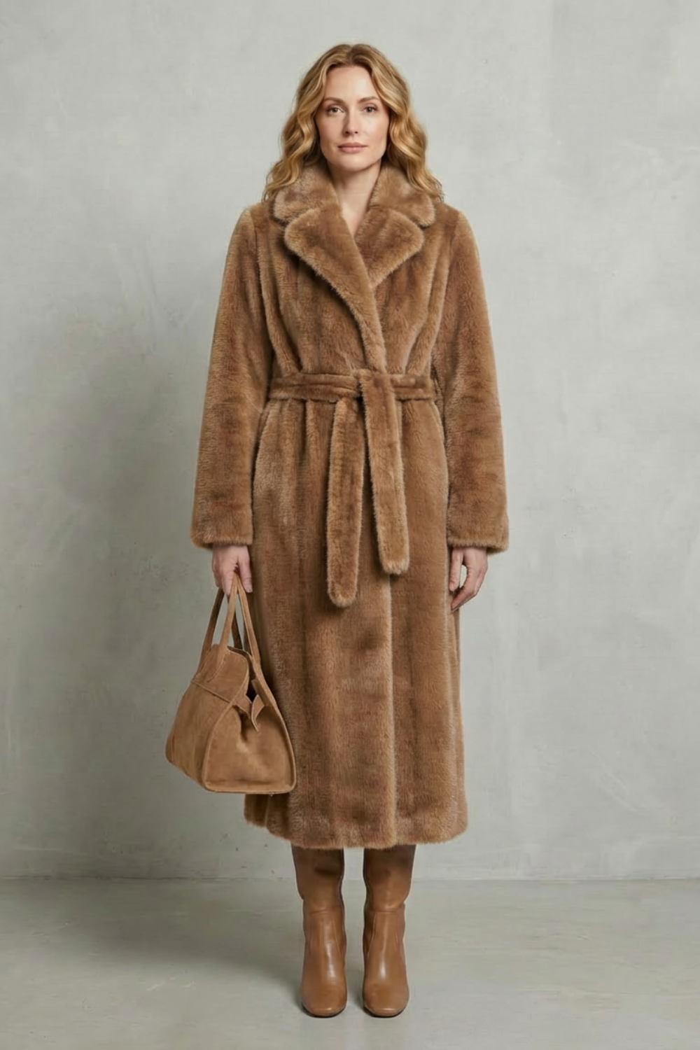 Women's Oversized Silhouette Faux Fur Long Coat