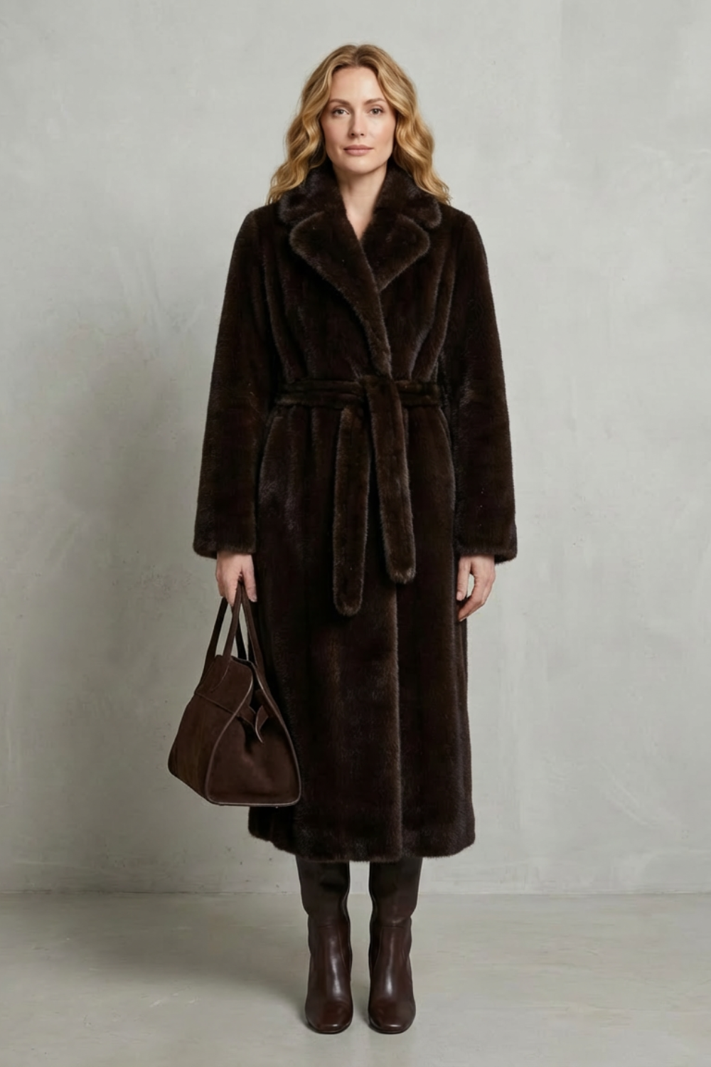 Women's Oversized Silhouette Faux Fur Long Coat