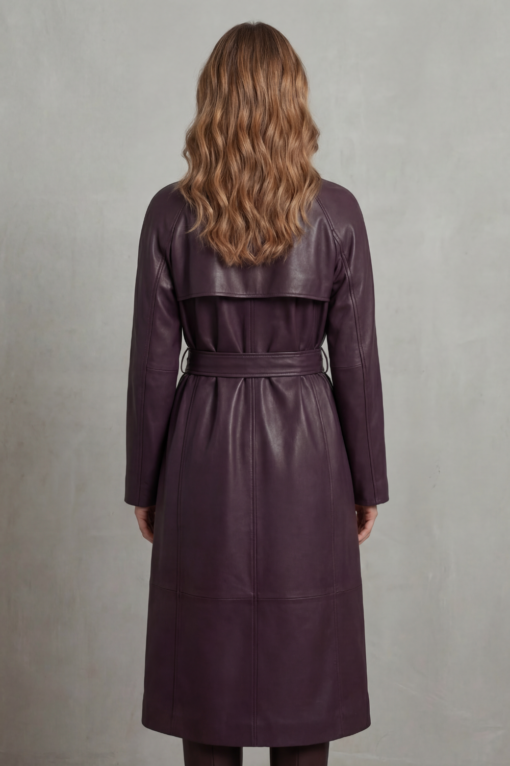 Women's Waist-cinching Silhouette Faux Leather Trench Coat