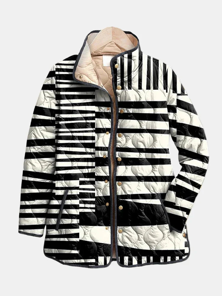Caroline Abstract Striped Quilted Jacket