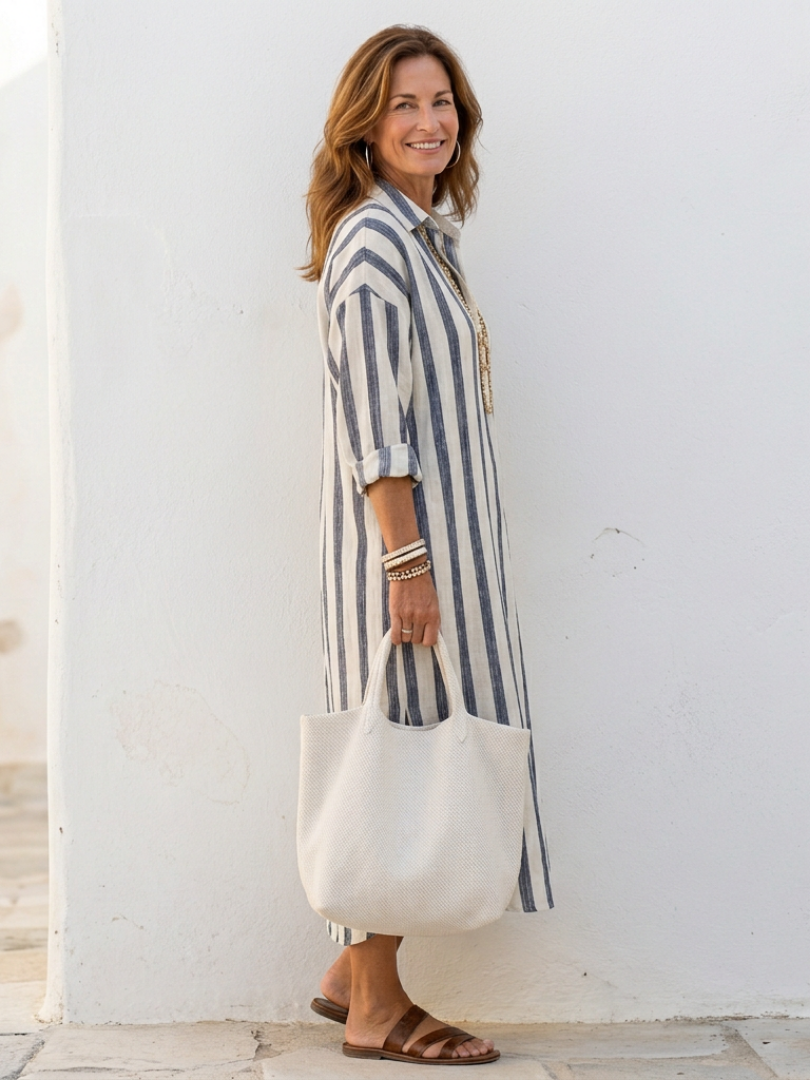 Joanna™ | Striped Midi Shirt Dress