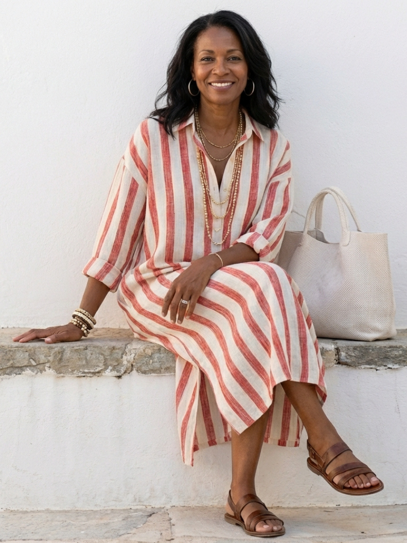 Joanna™ | Striped Midi Shirt Dress