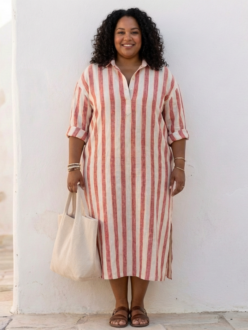 Joanna™ | Striped Midi Shirt Dress