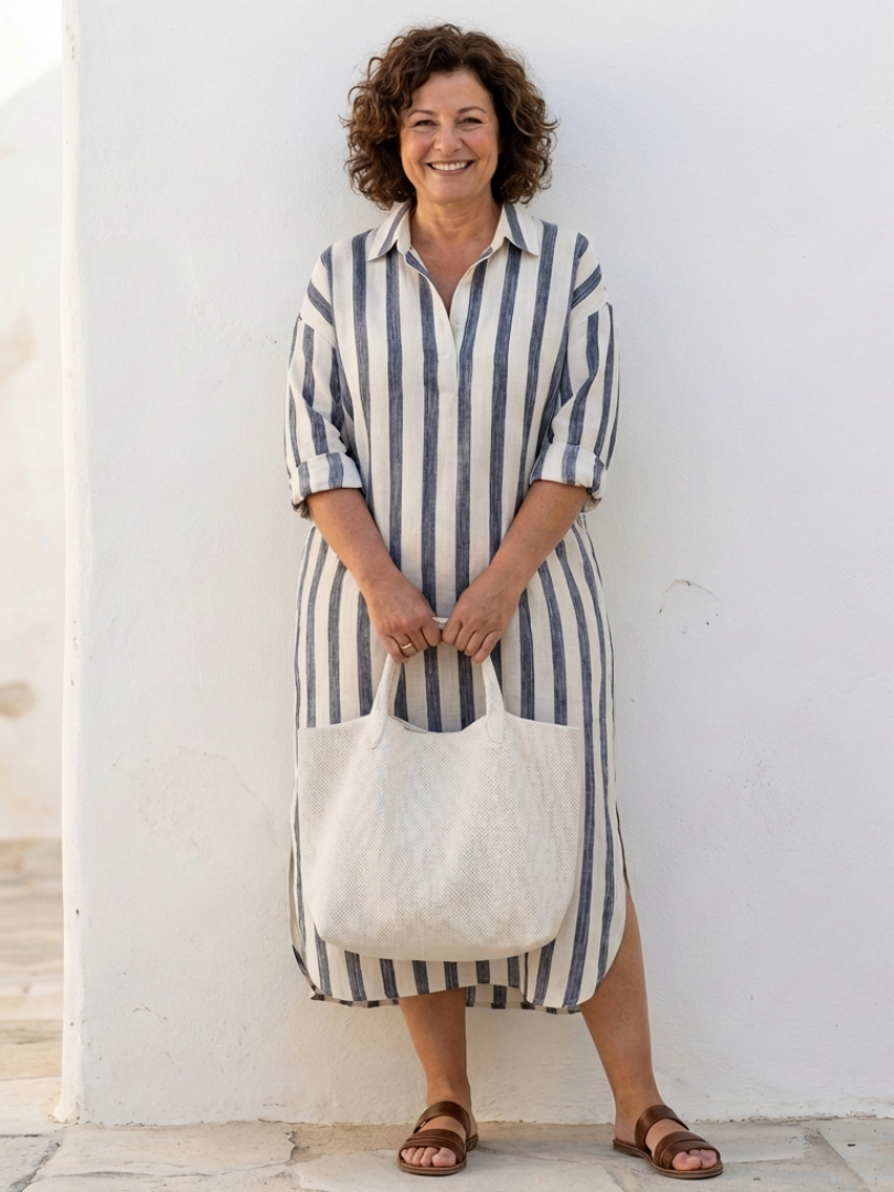 Joanna™ | Striped Midi Shirt Dress