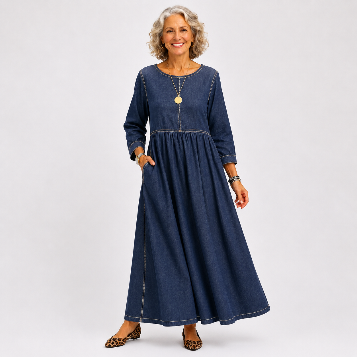 Dorothea™ | Elegant Round Neck Long Sleeve Dress