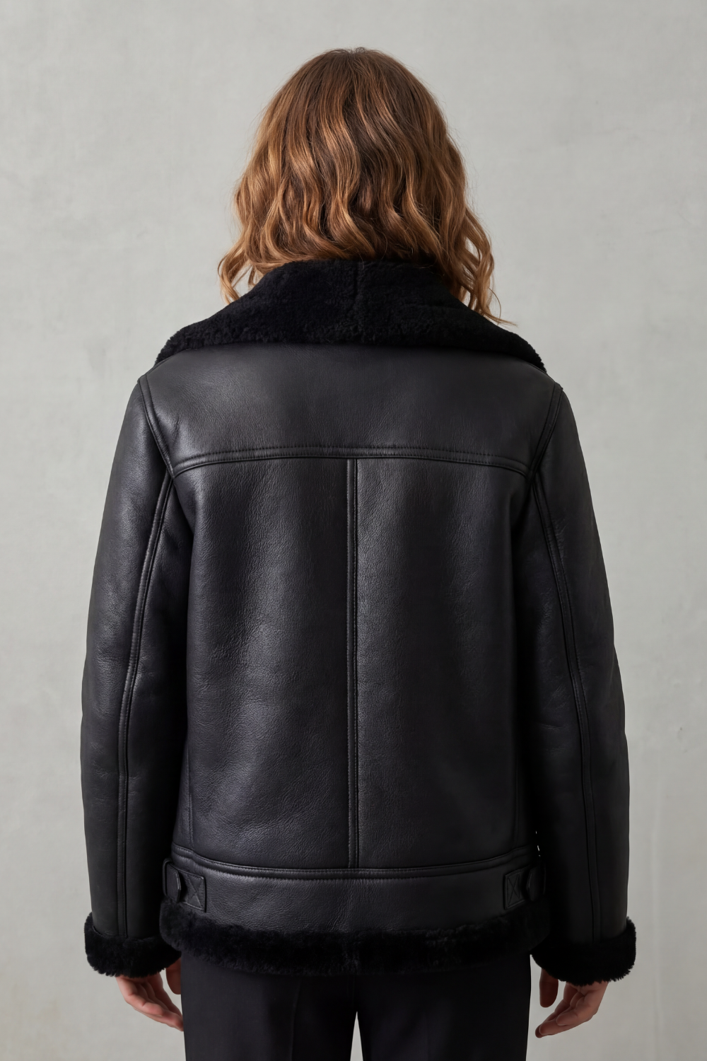 Women's Asymmetric Zip Shearling Biker Jacket