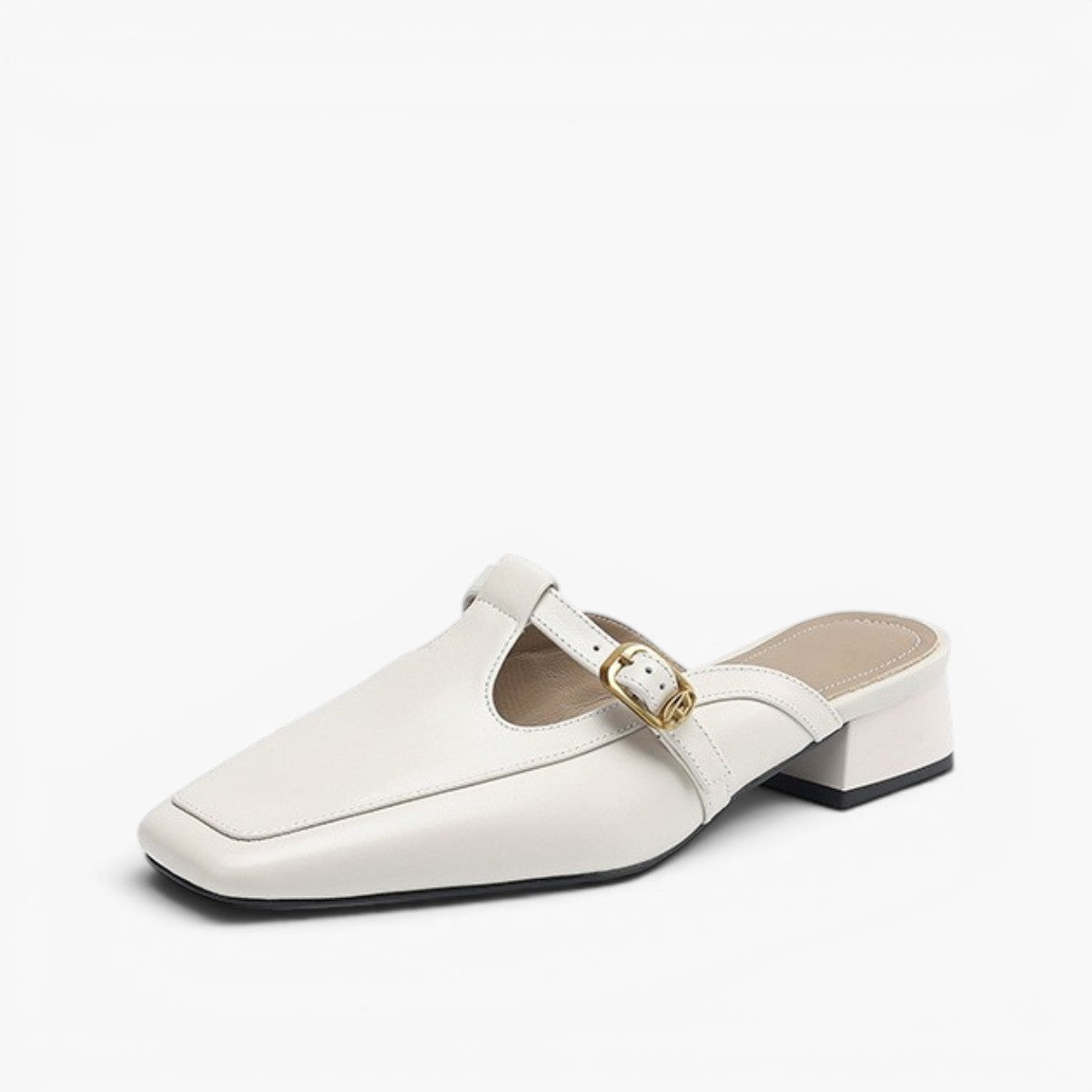 Women's T-Strap Leather Mules