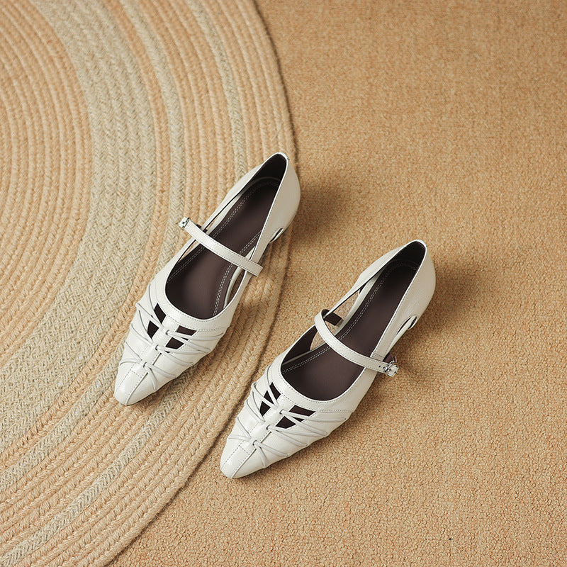 Clairvette™ | Pointed Lattice-Cut Mary Jane Flat