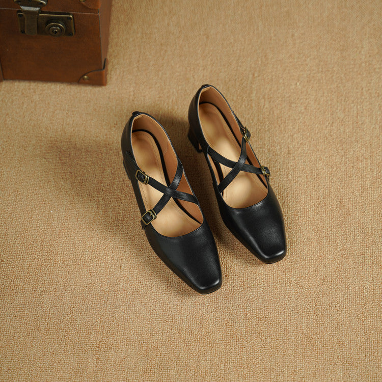 Women's Mary-Jane Leather Heels