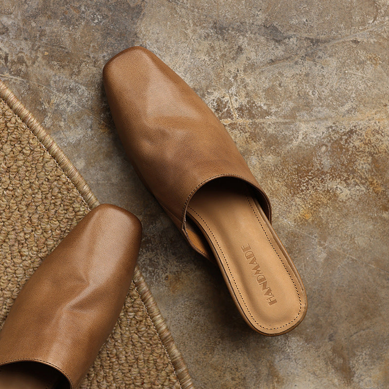 Women's Square-Toe Leather Mules