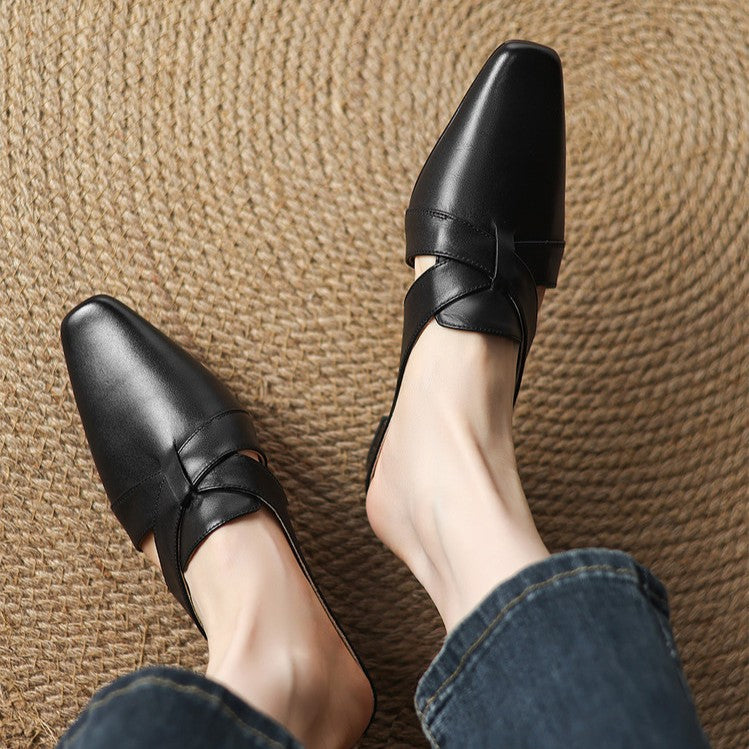 Women's Cross Leather Mules