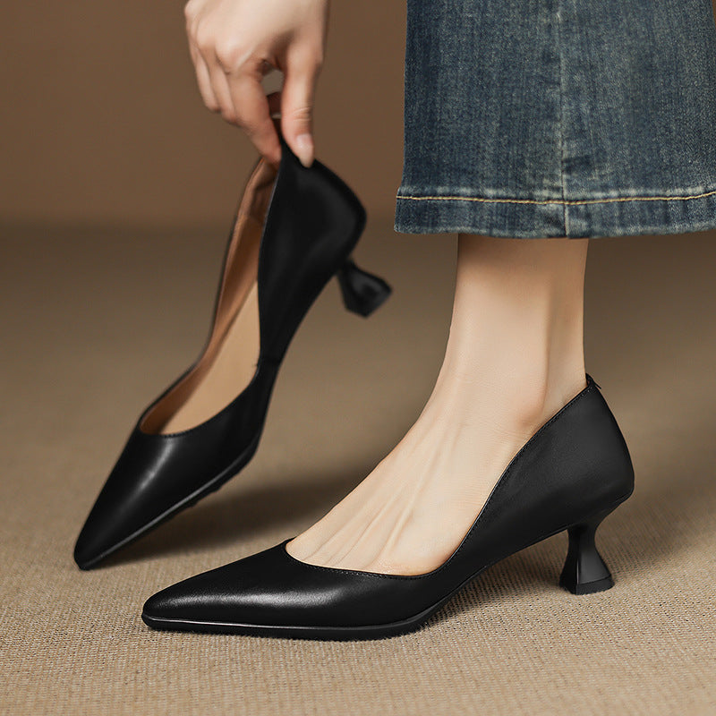Women's Leather Kitten Heels