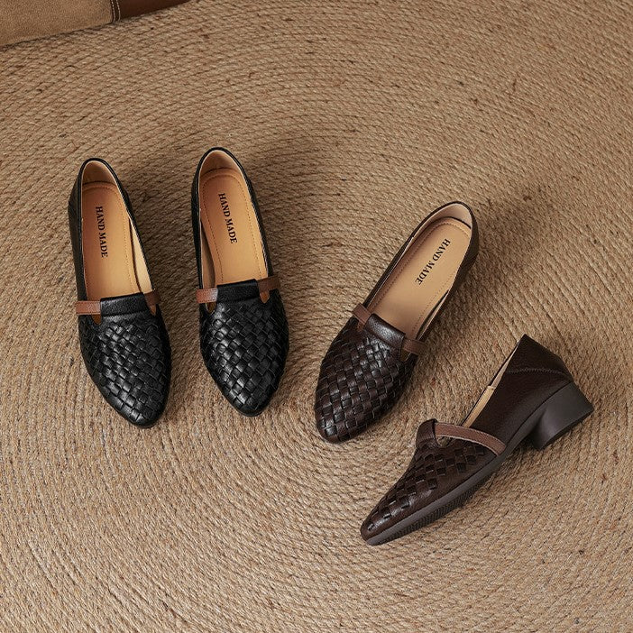 Women's Woven Leather Loafers
