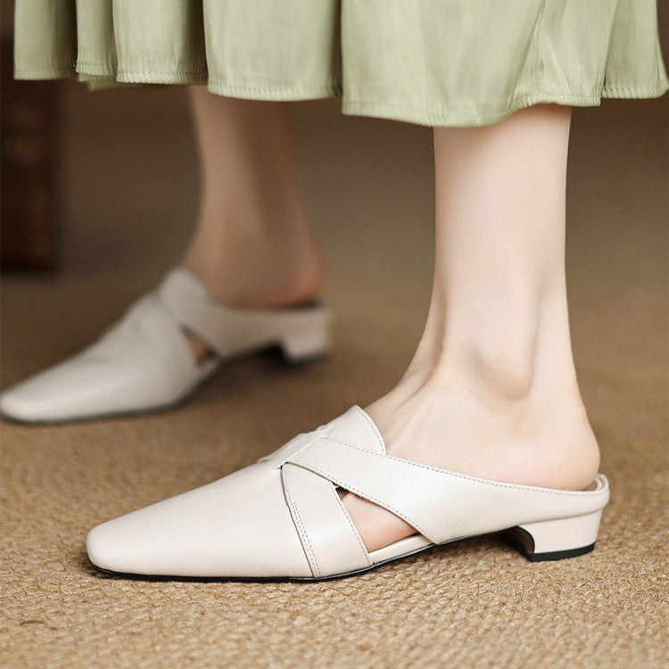 Women's Cross Leather Mules