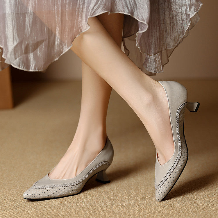 Women's Woven Leather Heels