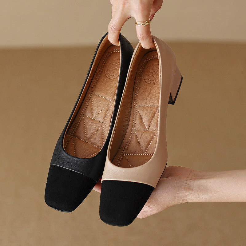 Women's Square-Toe Leather Pumps