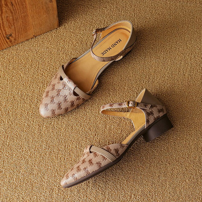Women's Woven Leather Mary-Janes