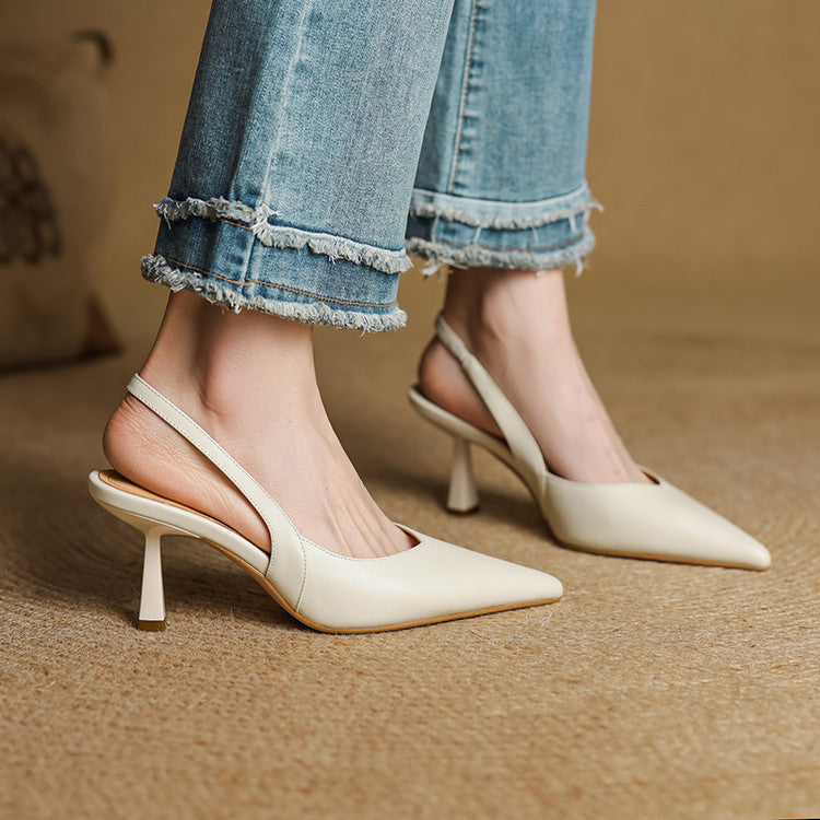 Women's Slingback Leather Heels