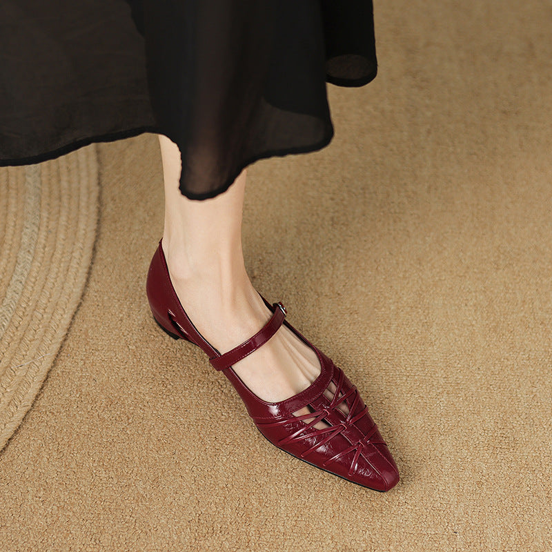 Clairvette™ | Pointed Lattice-Cut Mary Jane Flat