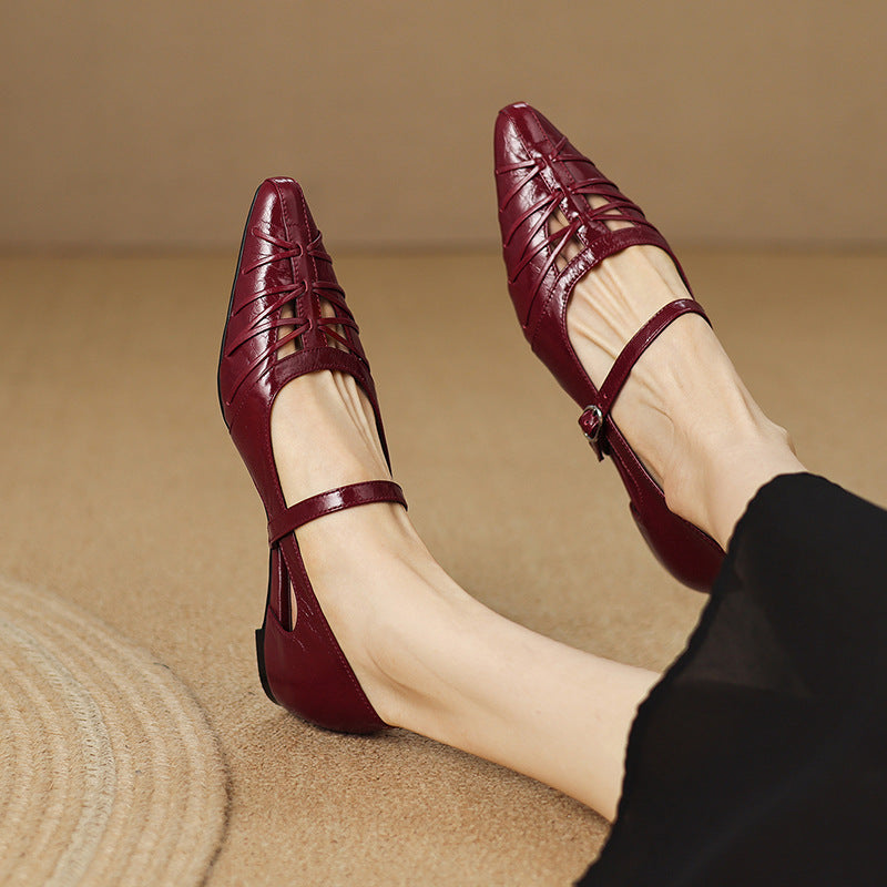 Clairvette™ | Pointed Lattice-Cut Mary Jane Flat
